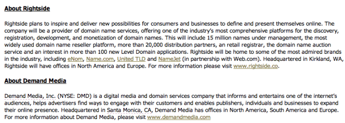Demand Media Announces Key Executives and Name for Proposed Domain Services Company   EON  Enhanced Online News (1)